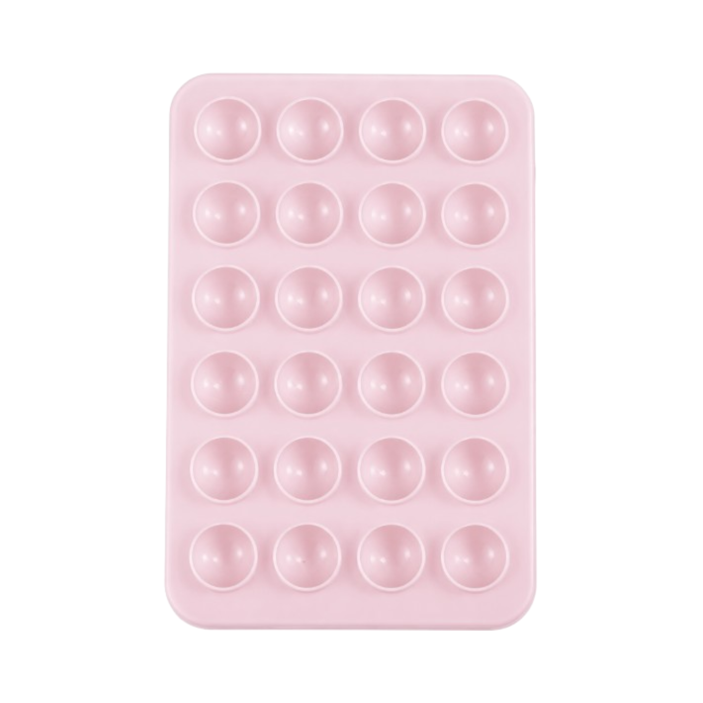 Pink silicone suction phone holder attached to smartphone for hands-free content creation and mirror selfies.